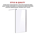 1200 x 2100mm Frameless 10mm Safety Glass Shower Screen V63-829721