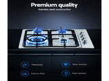 Devanti Gas Cooktop 60cm Stove Hob Silvir CT-GAS-4SDB-SS