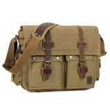Canvas Crossbody Bag Messenger Bag Vintage Military Leather Canvas Laptop Bag / Messenger V1370-AZ4-06749
