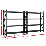 Giantz 4Mx2M Garage Shelving Warehouse Rack Black WR-F-20205-200BK-ABCX2