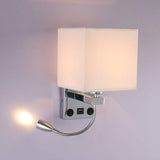 Bedside Wall Lamp with Flexible USB LED Reading Light, E27 Swing Arm Holder, 1 USB Port V1188-MS-520-080