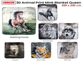 Soft 3D Animal Print Faux Mink Blanket Queen Dashing Horse V442-ABR-BLANKET-3DANIMALDASHHORSE-MULTI-QS