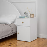 PORTO BEDSIDE TABLE - WHITE - SLIM - ROUND BRASS V164-ECS13WTB06G