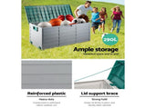 Gardeon Outdoor Storage Box 290L Lockable Organiser Garden Deck Shed Tool Green OSB-290L-GB