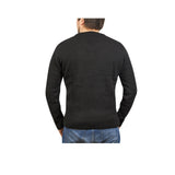 100% Shetland Ragg Wool V Neck Knit Jumper Pullover Mens Sweater Knitted - Plain Black - 5XL V563-SW-VN-FBK99B-5XL