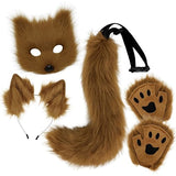 Plush mask with fox tail and ears set, cat tail fox costume cosplay costume with cat ears and paw V1188-JAR108-05156-1