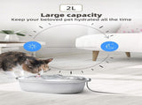 YES4PETS 2L Automatic Electric Pet Water Fountain Dog Cat Stainless Steel Feeder Bowl Dispenser V278-PWS-111-0015