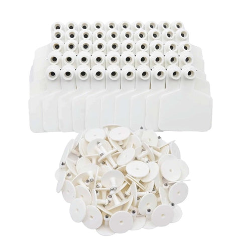 100x Cattle Ear Tags 6x7cm Set - Medium White Blank Cow Sheep Livestock Label V238-SUPDZ-40208932339792