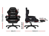 Artiss Gaming Office Chair 12 RGB LED Massage Computer Work Seat Footrest Black MOC-L-GC-8P-LED-BK