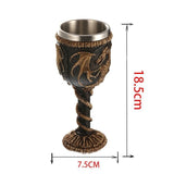 Resin Dragon Pattern Wine Goblet 2 PCS, Embossed Sculpted Cup With Stainless Steel Insert, Desktop V1221-XM-LB4251-ZS107