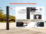 35L Solar Heated Shower, 195cm Showerhead Height Outdoor Shower, with Foot Faucet & Soap Box Rack, V952-TYNLYQHSPVCLYWFF3001V0
