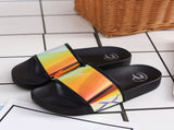 High Fashion Neon Shiny Women Shoes Rainbow Slippers Bling Colorful Spangle Fancy Flip Flops Black V1370-AZ4-22357