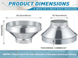 8 Inch to 4 Inch Duct Reducer Increaser Galvanized Steel Air Duct Adapter Round Crimped Pipe V1258-DP02-F-877