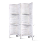 Artiss 4 Panel Room Divider Screen 163x170cm Shelf White RD-B-0590-4P-WH