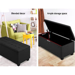 Artiss Storage Ottoman Blanket Box 97cm Linen Black OTM-L2-LINEN-BLACK