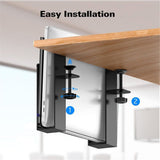 Adjustable Side Laptop Mount, No Drill Desk Storage Organizer, Metal Hanging Notebooks Holder, V1192-AZ-W-1100