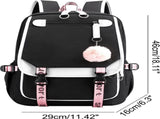 Girls School Student School Bag Outdoor With USB Charging Port, Black White - School Bag V1188-MS101-01169-1