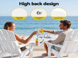 Gardeon Folding Sun Lounger Adirondack Chair Outdoor Lounge Setting HDPE Recliner Footrest White FF-BEACH-HEFD-OTTO-WH
