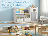 Keezi Kids Bookshelf and Toy Organizer with 3-Tier Bookshelvs, 2 Removable Bins and 2 KPS-BOOK3T-MUL-BG
