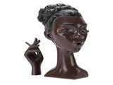Head Scents Holder Funny Elegant Black Women Head Shaped Resin Home Office Desk Decor for Incense V1294-YM0901-3115260006811