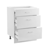 White Shaker Base Cabinet with 3 Drawers, 60 cm Unassembled Drawer Base Cabinet, 60 W x 48 D x 82 H V952-CJDJCJDJ3CW6PZGL7V0