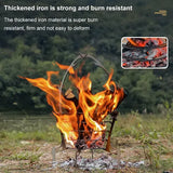 Compact Campfire Grill Iron Foldable Wood Pit Stand With Kettle Hook for Camping Hiking V1189-LC-HW-00378