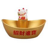 Gold Ingot Solar Energyy Cat Ornament Solar Wealth Welcome Waving Hand Fortune Cat Statue Good V1294-YM0901-3115230106311