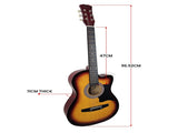 38in Karrera Acoustic Guitar Steel Strings Carry Bag Shoulder Strap Sun Burst CC38-3TS