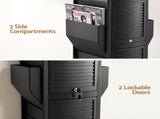 Embellir Salon Trolley 2 Lockable Doors 6 Tier Trays Mobile Hair Cart Black SA-TR-6T-LOCK-BK