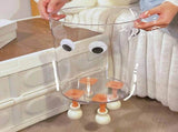 Transparent Plastic Trash Can with Cute Eyes and Feet Design for Kitchen Bathroom Bedroom Office V1366-AZ2-W-14697