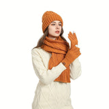 Unisex Winter Accessory Set Beanie Scarf Gloves Winter Fashion Warm Accessories - Green - Size L V1347-939-60058-GRN-L