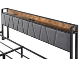 Levede Queen Bed Frame Tufted Headboard USB Charge BF1057-Q-DG
