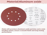 50 Pcs 9-Inch 10-Hole Drywall Discs Set, 10 Each of 60 80 120 150 240 Grits Hook-and-Loop V1188-ZC-DLL-2105