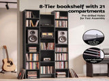 Artiss Bookshelf Display Shelves CD DVD Storage Rack Tall Bookcase Black FUR-S-CD-SHELF-BK