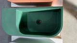 New Concrete Cement Wash Basin Counter Top Matte Lake Green Wall Hung Basin V549-6530CONDARKGREEN