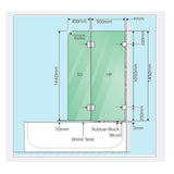 90cm Frameless Glass Bath Screen Wall Channel with Stainless Steel Hinges in Black Finish V63-852341