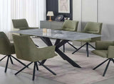 Dining Table Rectangular Shape Grey Sintered Stone Top Powder Coated Iron Legs V43-DT-KNGS