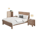 4 Pieces Bedroom Suite in Solid Wood Veneered Acacia Construction Timber Slat Queen Size Oak Colour V43-BDS-NOW-4PC-TBY-QOK