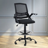 Artiss Office Chair Drafting Stool Mesh Chairs Black OCHAIR-G-RING-2003-BK