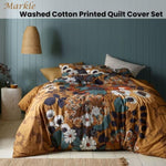 Accessorize Markle Washed Cotton Printed Quilt Cover Set King V442-HIN-QUILTCS-MARKLE-BROWN-KI