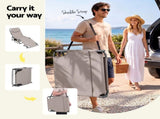 Gardeon Sun Lounger 5 Position Folding Tanning Chair with Face Hole Khaki FF-LOUNGE-HOLE-KH