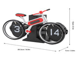 Modern Bicycle Flip Clock Creative Mechanical Desk Timepiece with Dual Rotating Wheels, Retro V1107-CS-ZXCZBHO