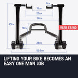 T-REX Motorcycle Stands Front & Rear Heavy-Duty Motorbike Lift Paddock Steel V219-ATOMSTTRXA79P