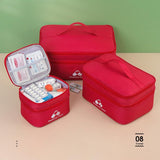 Red 3-Piece First Aid Organizer Set Small, Medium & Large Medicine Storage Cases for V888-ELOSUNG48293