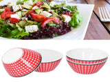 4PCS 6in Salad Bowl Dinner Serving Bowl Sets Kitchen Imitation Porcelain DinnerwareRed Grids V1294-YM0721-3118210043111