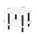 SOGA 60cm White Ceramic Side Table Stone Pattern Modern Design with Metal Legs SIDETAB36