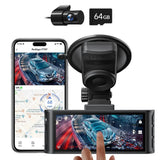 4K Dash Camera with Touch Screen, Black, Front and Rear, 64GB Card Included V178-59118