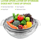 3 Piece Stainless Steel Colander Set with Handles, Nesting Strainer Bowls for Pasta, Rice, Fruit and V1189-LC-AMZ-00072