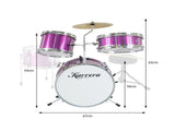 Karrera Mini 4-Piece Children Drum Kit Set Wooden with 2 Toms Bass Pedal Snare Stool Metallic P 4PC-DRUM-PU