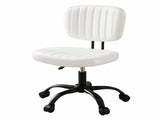 Artiss Armless Office Chair with Wheels, Ergonomic PU Leather Office Desk Chair, Height Adjustable OCHAIR-M-1142-PU-WH